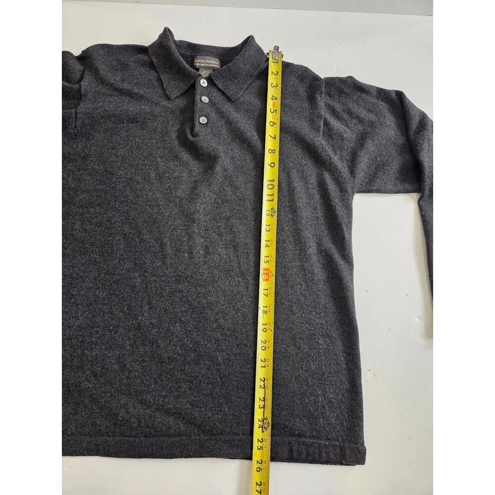 Banana Republic Gray 100% Ultra Fine Merino Wool Sweater L Cozy Winter Polo